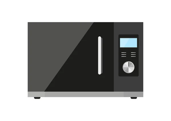Mikrowellenherd Kochen Glas Schwarz Flach Schnelles Kochen Automatische Timer Anzeige — Stockvektor