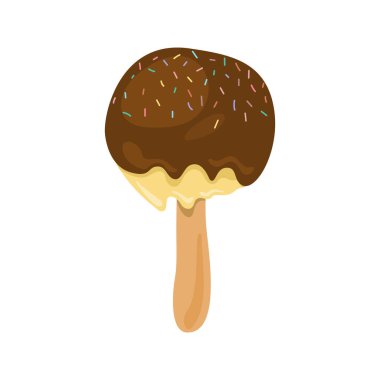 Muzlu çikolatalı dondurma renkli şeker çubuğu. Dondurulmuş ikon tatlı ve parçalar doğal soğutucu atıştırmalıklar. Şapşal stil etiketi. Süt ürünleri. Tatil.