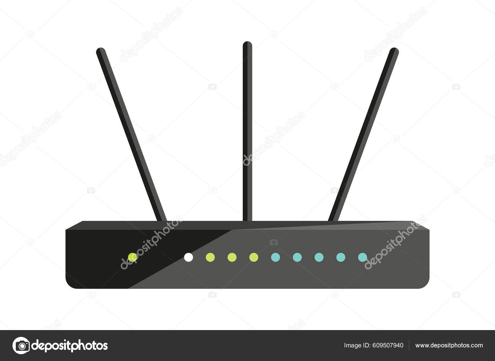 Wifi Router Modem Electronic Gadget Black Flat Smooth Network.