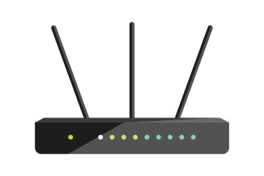 Wifi router modem elektronik cihaz pc siyah düz. Pürüzsüz ağ bağlantısı www internet kablosu yüksek hızlı veri iletim ekipmanı veri akışı kontrol bürosu bilgisayarına ev erişimi