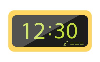 Masanın alarmlı saati elektronik vites sarı düz. Smartwatch siyah ekran sembolü işaret işareti uyku kontrol modu gece gündüz sağlık yaşam tarzı yönetim ofisi bilgisayar aksesuar izleme aygıtı