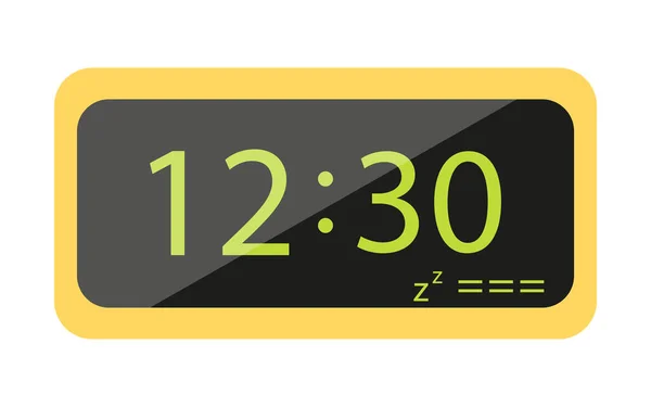 Desk Alarm Clock Electronic Display Yellow Flat Smartwatch Black Screen — Stock Vector