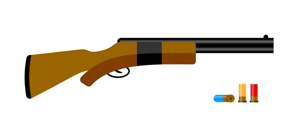 Hunting Shotgun Old Double Gun Bullet Military Set Double Barrel — Stock Vector
