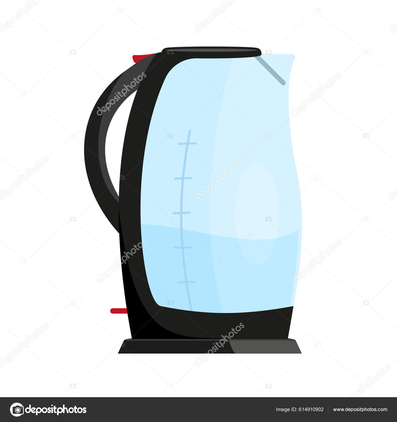 Электрический Кипяток Кипяток Черный Плоский Чайник Прозрачный.