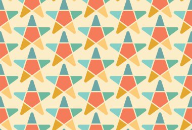 Retro desensiz yıldız klasik karnaval dairesi. Işık sonsuz baskı geometrik hediye dekorasyon kağıdı. Tekstil tasarımı kumaş ambalaj kartı arka planı. Doku sirki duvar kağıdı renk damga vektörü