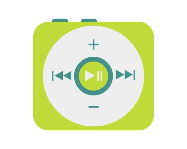 Reproductor Mp3 Mini Portátil Gadget Música Verde Plana Accesorio Teléfono — Archivo Imágenes Vectoriales