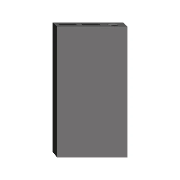 Powerbank Teléfono Carga Rápida Tableta Usb Negro Plana Cargador Batería — Vector de stock