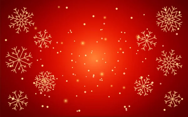 Inverno Mágico Natal Floco Neve Banner Ouro Vermelho Fundo Luminoso — Vetor de Stock