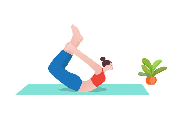 Practicing Yoga Daily Helps Body Maintain Good Flexibility — Stockvektor