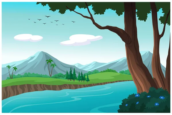 Природі Дерева Гори Водойми — стоковий вектор