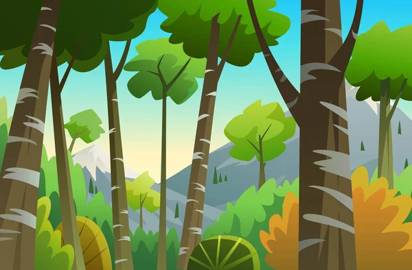 Caminho Natural Árvores Montanhas —  Vetores de Stock
