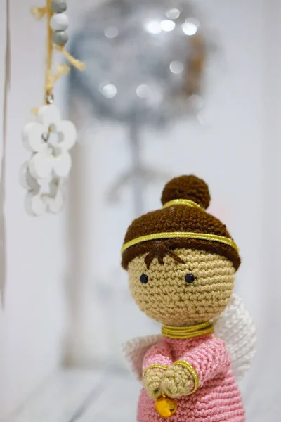 Boże Narodzenie Zabawki Niedźwiedź Girlandy Białym Tle — Zdjęcie stockowe