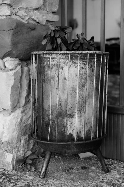 Vecchia Stufa Legna Tradizionalmente Illuminata Con Ananas Utilizzata Tutte Case — Foto Stock
