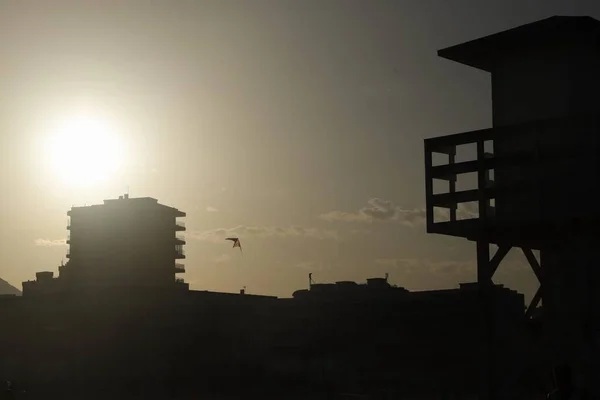 Sunny Perfect Day Beach Gandia Valencia Fly Kites Different Types — Stock Photo, Image