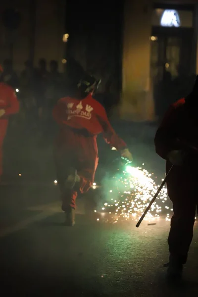 Celebracin Nocturna Corre Fuegos Valencia — Stock Fotó