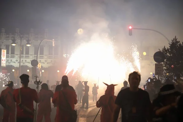 Fireworks Streets City Corre Fuegos Valencia — Stock Fotó