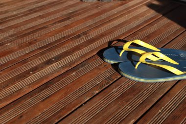 summer shoes, flip flops, sandals in the sun