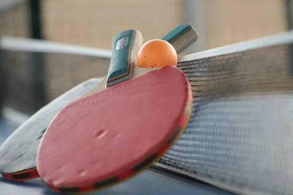 Ping Pong Paddles Ball Competition Table Net — Stockfoto