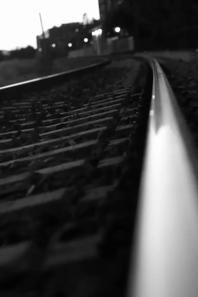 Black White Image Railway Tracks — Stock Photo, Image