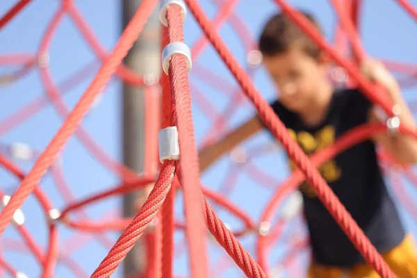 Nahaufnahme Eines Seils Auf Einem Rot Weißen Hintergrund — Stockfoto