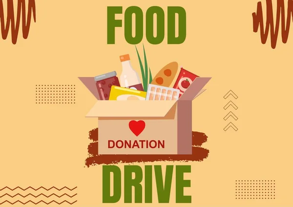 Food drive donation box poster illustration