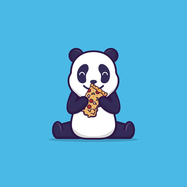 Cute Panda Jedzenia Pizzy — Wektor stockowy