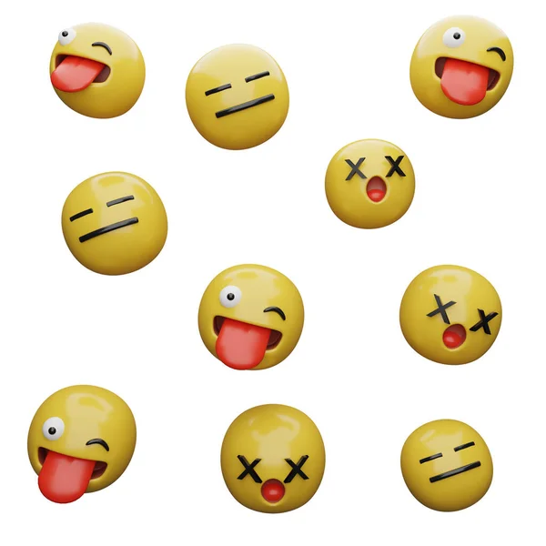 Illustratie Gele Gezichten Expressies Emoties — Stockfoto