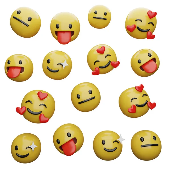 Illustratie Gele Gezichten Expressies Emoties — Stockfoto