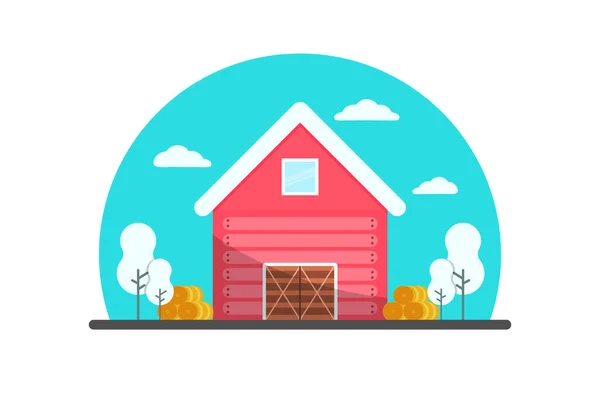 Casa Rural Construcción Invierno — Vector de stock