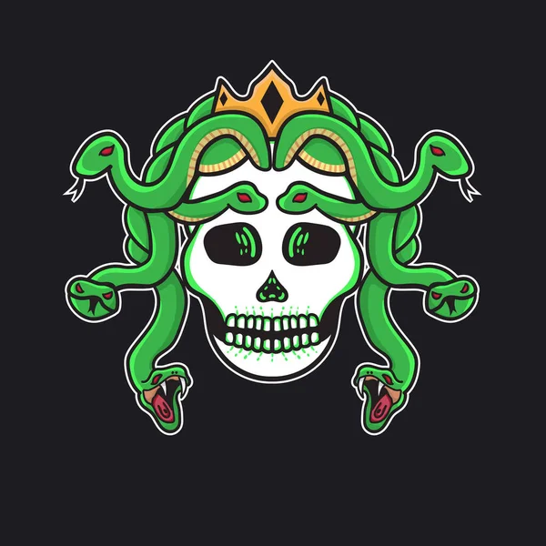 手描きタトゥー頭蓋骨Medusa用Tシャツ — ストックベクタ