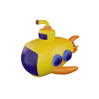 Dalış yapan bir denizaltının 3D görüntüsü