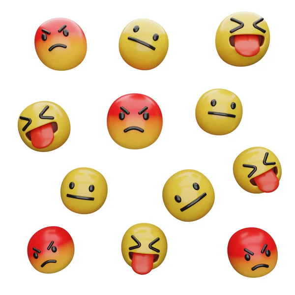 Ilustracja Żółte Twarzy Wyrazy Emocje — Zdjęcie stockowe