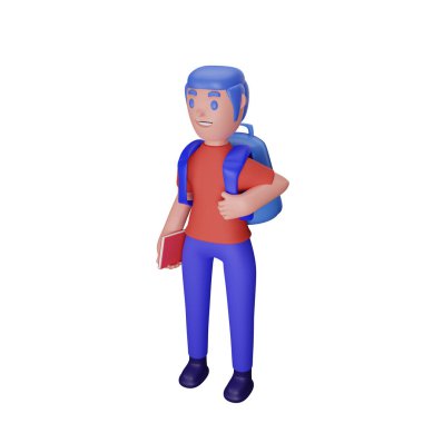 Okula dönüş kavramına sahip 3D karakter canlandırması 