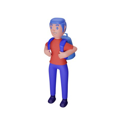 Okula dönüş kavramına sahip 3D karakter canlandırması 