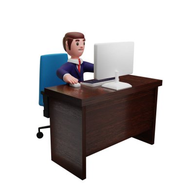 İş kavramına sahip 3D karakter canlandırması