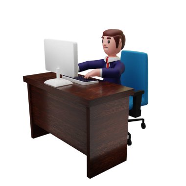 İş kavramına sahip 3D karakter canlandırması