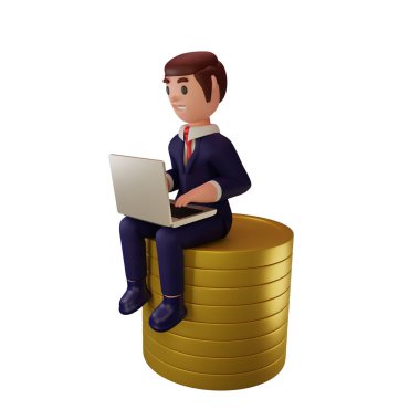 İş kavramına sahip 3D karakter canlandırması