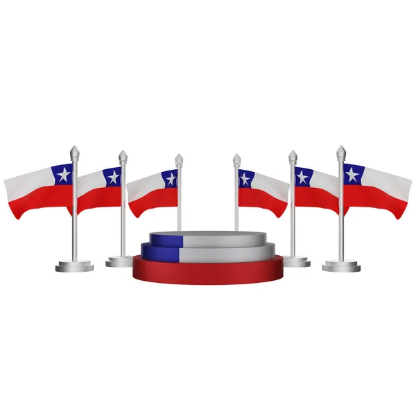 Weergave Van Het Podium Met Chili Nationale Dag Concept — Stockfoto