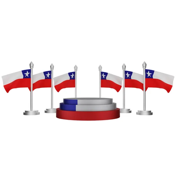 Rendering Podium Med Nationella Chile Dagskoncept — Stockfoto