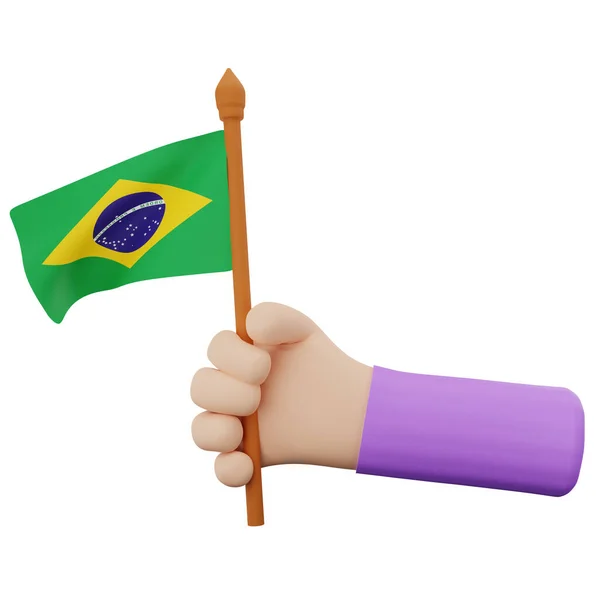 Rendering Hand Brazil National Day Concept — Fotografie, imagine de stoc