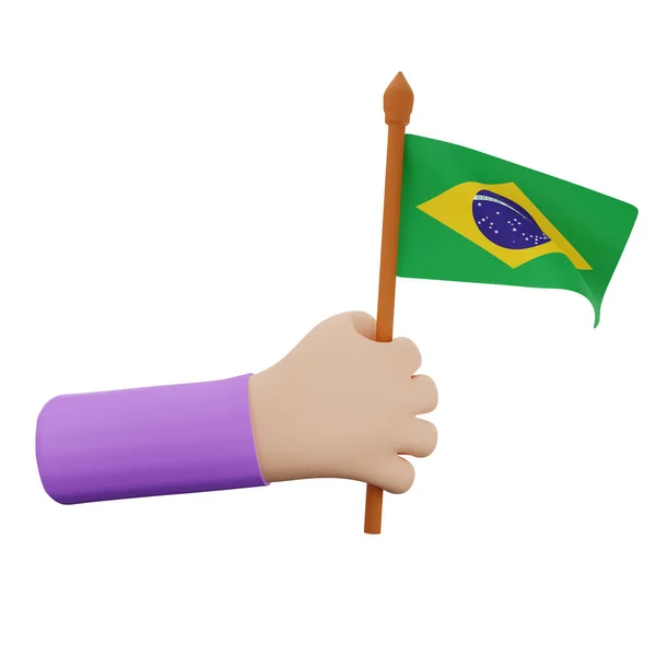 Rendering Hand Hand Met Braziliaanse Nationale Dag Concept — Stockfoto