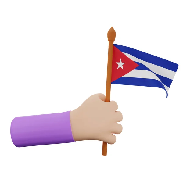 Mão Renderização Com Cuba Conceito Dia Nacional — Fotografia de Stock