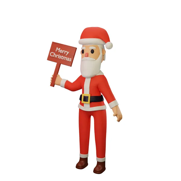具有圣诞和新年观念的圣塔人物3D渲染 — 图库照片