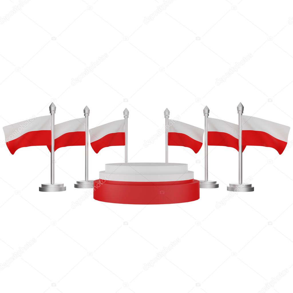 3d rendering of podium with poland national day concept