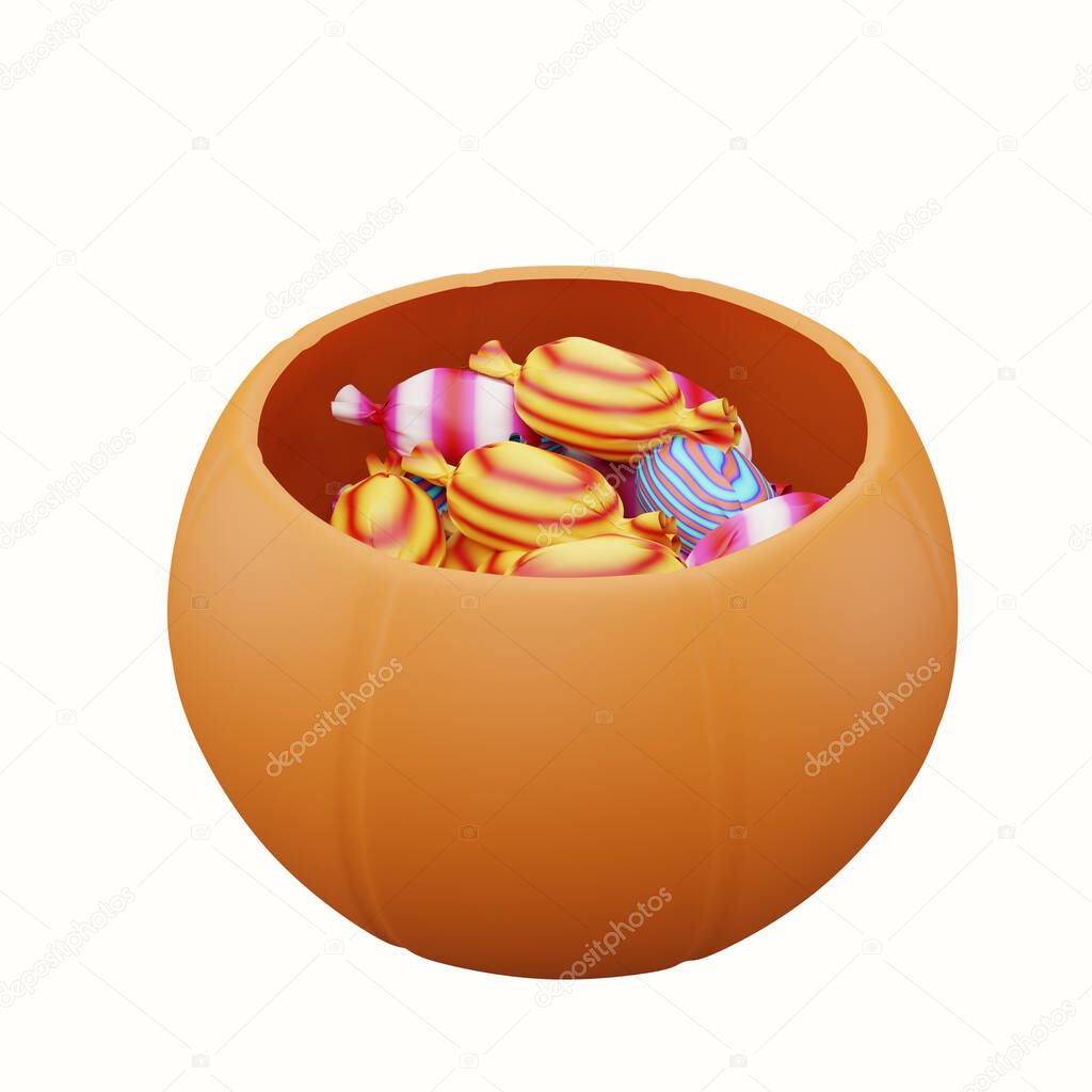 3d rendering of trick or treat candy with halloween concept