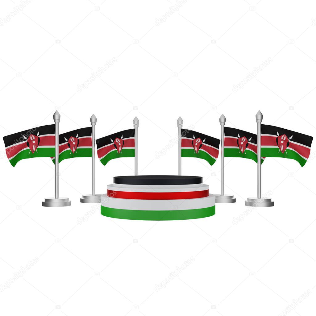 3d rendering of podium with kenya national day concept