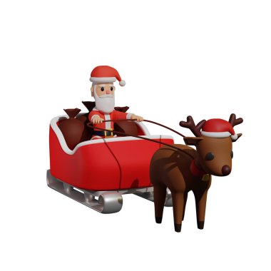 Noel Baba karakterinin Noel ve Yeni Yıl konseptiyle 3D canlandırması
