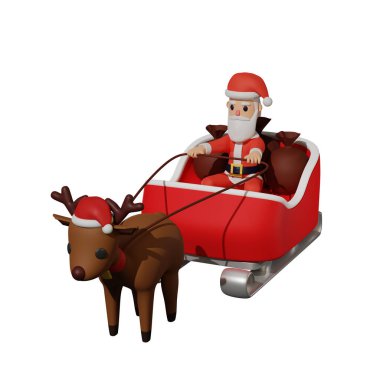 Noel Baba karakterinin Noel ve Yeni Yıl konseptiyle 3D canlandırması