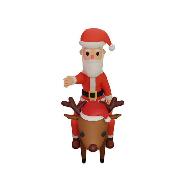 Rendering Del Personaggio Babbo Natale Con Concetto Natale Capodanno — Foto Stock