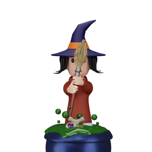 Rendering Witch Halloween Concept — Stock Photo, Image